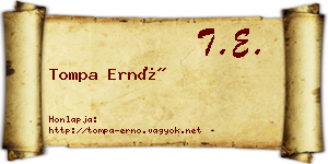 Tompa Ernő névjegykártya